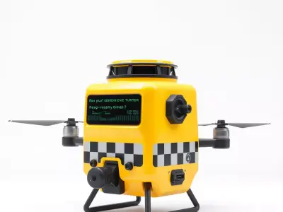 Yellow Surveillance Drone model pack Low-poly 3D model