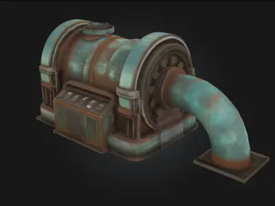 Rustic Turbine Engine  Weathered Power with Industrial Flair 3D model