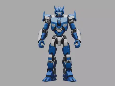Blue Silver Sci Fi Mech Robot 3D model