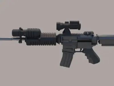 Assault Rifle Low-poly 3D model 16