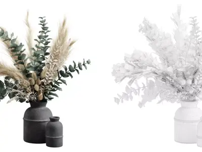 Vase Bouquet Pampas 03 Free 3D model