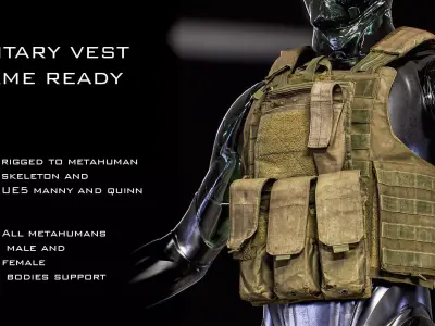 Military vest 01 - All MH Bodies and UE5 SK - Rigged LP  Low-poly 3D model