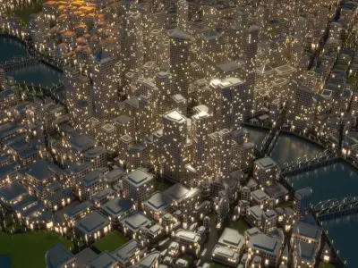 3D City A1 Night 3D model