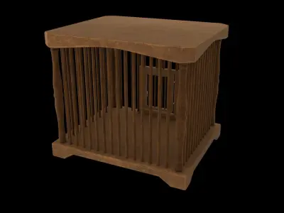 old wooden cage Low-poly 3D model