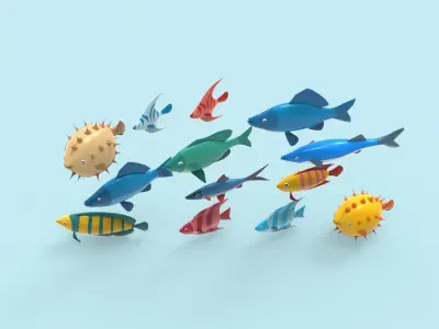 Fish Sea Collection 6 low poly Low-poly 3D model