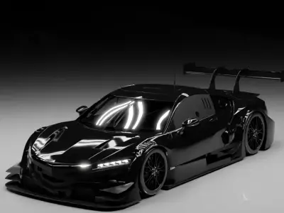 Futuristic GT Race Rigged 3D Model Hypercar Widebody Low-poly 3D model