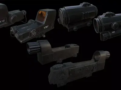 Soviet Weapon Optics Set 1-3 Low-poly 3D model