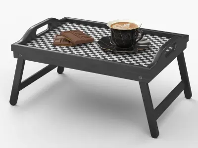 Folding Bed Tray Table with Coffee and Chocolate 3D model