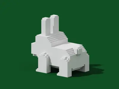 Voxel Rabbit Low-poly 3D model