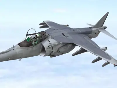 Fighter Jet Flying In Sky Plane V04 Low Poly 3D Model Low-poly 3D model