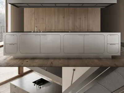 Kitchen with island EGO 24 By ABIMIS 3D model