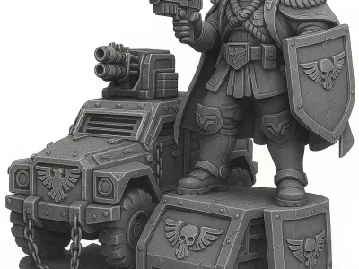 Marshal Wilhelm with Armoured Car - Valour Korps  3D model