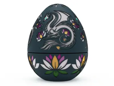 Enchanted Lotus Dragon Egg Embossed and Debossed 3D print model