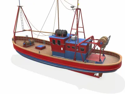 Fishing Boat 06 Low-poly PBR Low-poly 3D model
