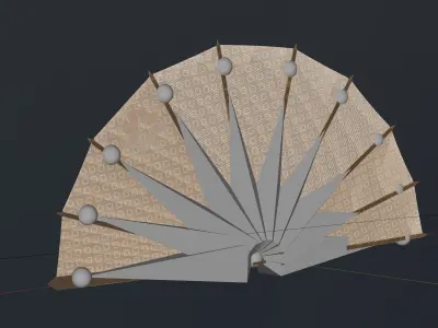 Tessen - Japanese war fan Low-poly 3D model
