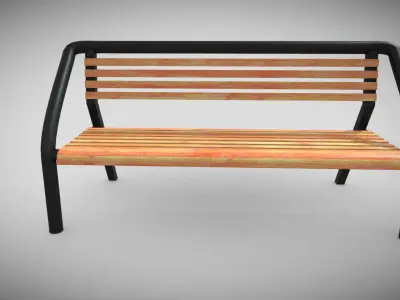 Outdoor Bench Low-poly 3D model get