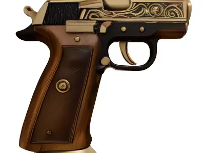 Worn Wooden Pistol Grip 3D model
