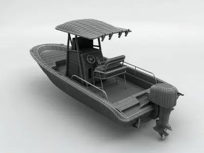 Fishing Motor Boat Boston Whaler 1 Low-poly 3D model