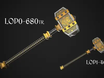 Fantasy Great Hammer 04 Low-poly 3D model