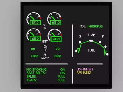 electronic centralised aircraft monitoring 3d model 3D model