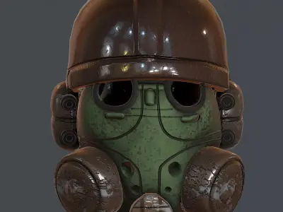 Gas mask helmet 3d model scifi Low-poly  Low-poly 3D model
