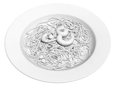 Spaghetti 3D model noodles in bowl 3D model