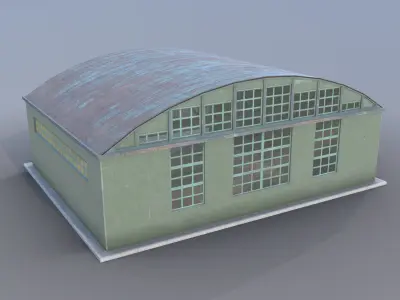 Airport Hangar SmallHangar 01 open   Low-poly 3D model