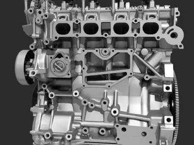 4 Cylinder Engine Block Cutaway 3D model