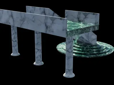 Staircase 3D model table with marble on top Low-poly 3D model