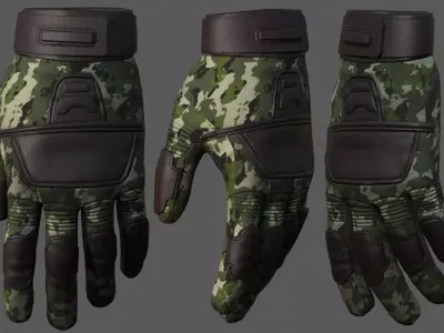 Gloves military combat soldier armor scifi fantasy 3d human  Low-poly 3D model