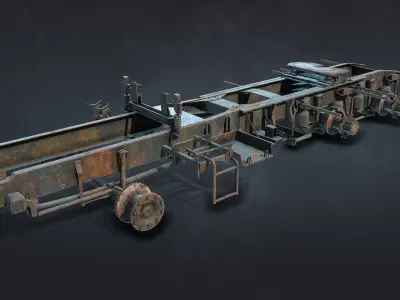 Semi-Trailer Truck Frame Rusty Low-poly 3D model