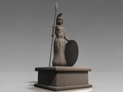Athena greek stone statue Low-poly 3D model