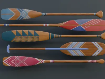 Oar decorative painted 3D model