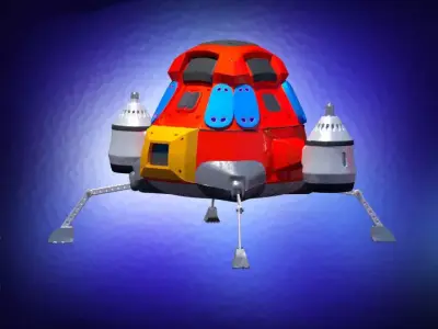 Rigged animated low-poly space-ship Low-poly 3D model