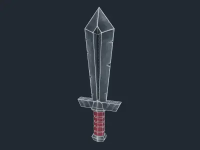 Handpainted Fantasy Medieval Simple Steel Sword Free low-poly 3D model