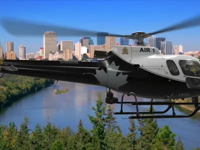 AS-350 Edmonton Police Service Animated Low-poly 3D model