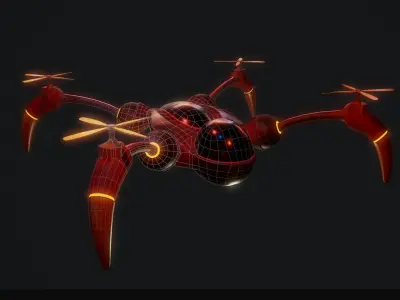 Red Drone Low-poly 3D model