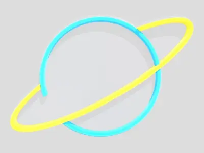 Neon Sign Planet Low-poly 3D model