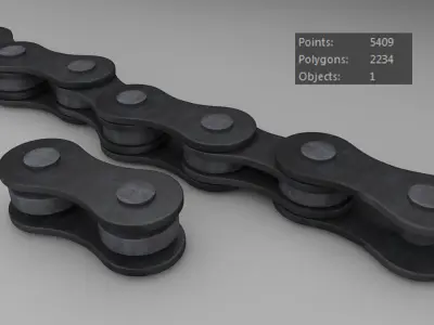 Cadena metal chain with two buttons Low-poly 3D model