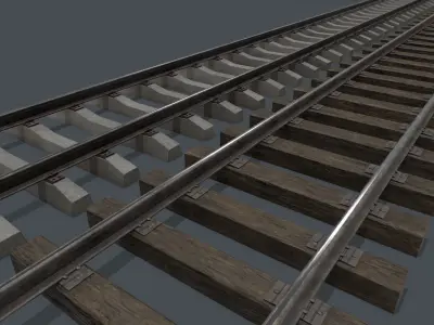 Railway Track PBR Low-poly 3D model