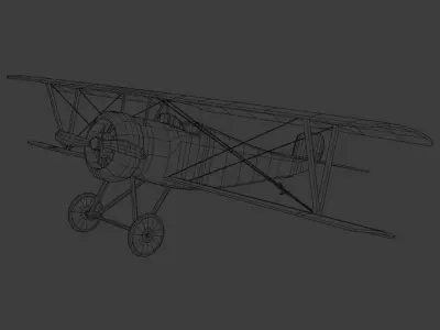 Airplane vintage biplane Low-poly 3D model