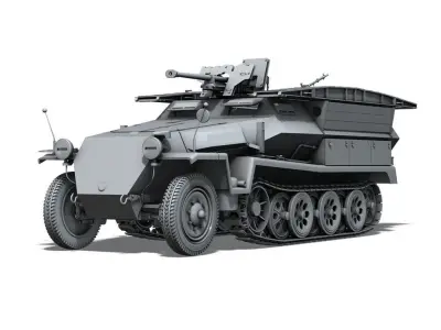SD KFZ 251 7 Ausf C - Hanomag Pioneer Assault bridge 3D model