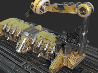 Future sci-fi industrial facility robotic arm 3D model