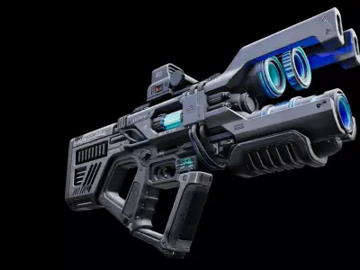Sci-Fi Plasma Rifle  Low-poly 3D model