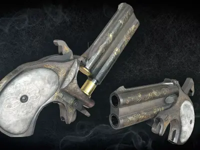 Remington Derringer Low-poly 3D model