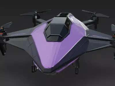 Purple Futuristic Drone Model Low-poly 3D model