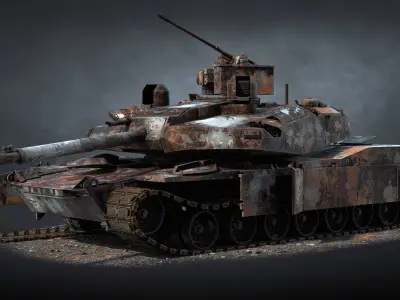 Tank AbramsX Destroyed Low-poly 3D model