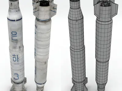 Taepodong 2 north korean missile Low-poly 3D model