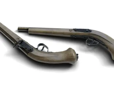 Cossack pistol Low-poly 3D model