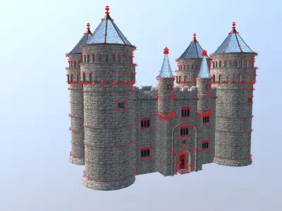 Medieval French Castle Keep Low-poly 3D model